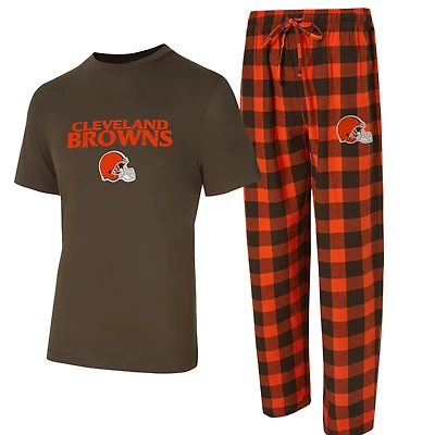 Men's Concepts Sport Brown/Orange Cleveland Browns Avondale T-Shirt & Flannel Pants Set