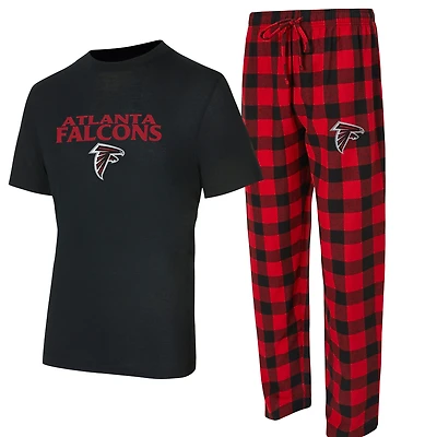 Men's Concepts Sport Black/Red Atlanta Falcons Avondale T-Shirt & Flannel Pants Set