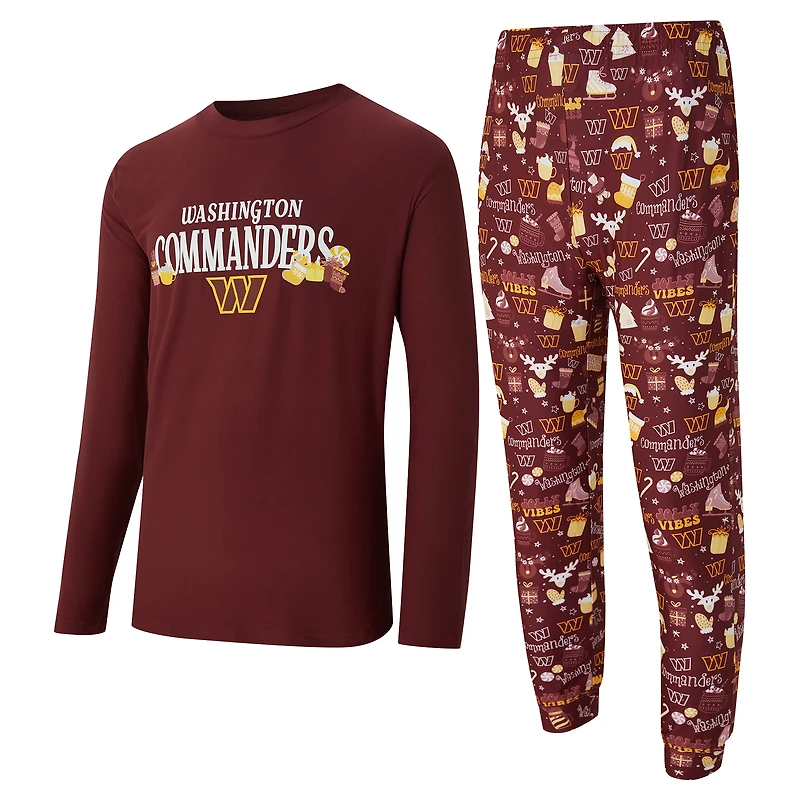 Men's Concepts Sport Maroon Washington Commanders Chestnut Long Sleeve Top & Pants Set