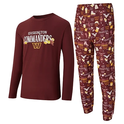 Men's Concepts Sport Maroon Washington Commanders Chestnut Long Sleeve Top & Pants Set