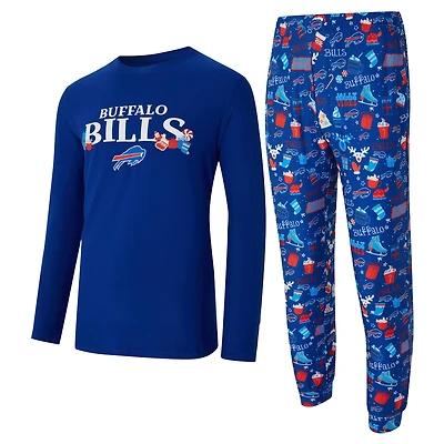 Men's Concepts Sport  Royal Buffalo Bills Chestnut Long Sleeve Top & Pants Set