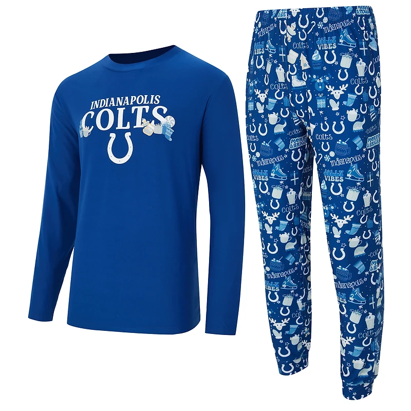 Men's Concepts Sport Royal Indianapolis Colts Chestnut Long Sleeve Top & Pants Set