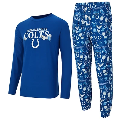 Men's Concepts Sport Royal Indianapolis Colts Chestnut Long Sleeve Top & Pants Set
