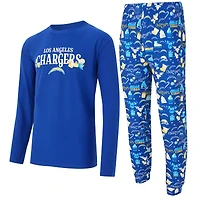 Men's Concepts Sport  Royal Los Angeles Chargers Chestnut Long Sleeve Top & Pants Set