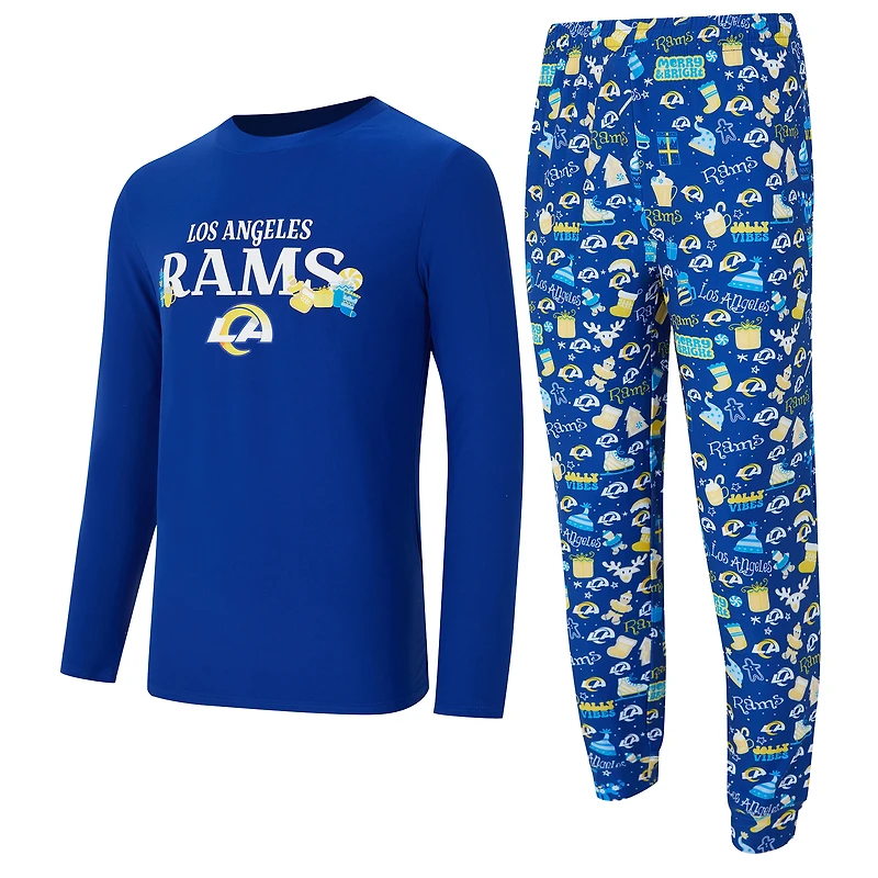 Men's Concepts Sport  Royal Los Angeles Rams Chestnut Long Sleeve Top & Pants Set