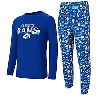 Men's Concepts Sport  Royal Los Angeles Rams Chestnut Long Sleeve Top & Pants Set