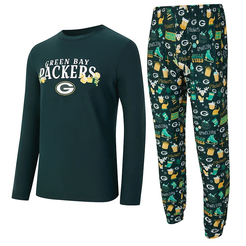 Men's Concepts Sport Green Green Bay Packers Chestnut Long Sleeve Top & Pants Set