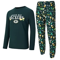 Men's Concepts Sport  Green Green Bay Packers Chestnut Long Sleeve Top & Pants Set