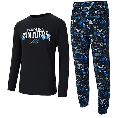 Men's Concepts Sport Black Carolina Panthers Chestnut Long Sleeve Top & Pants Set