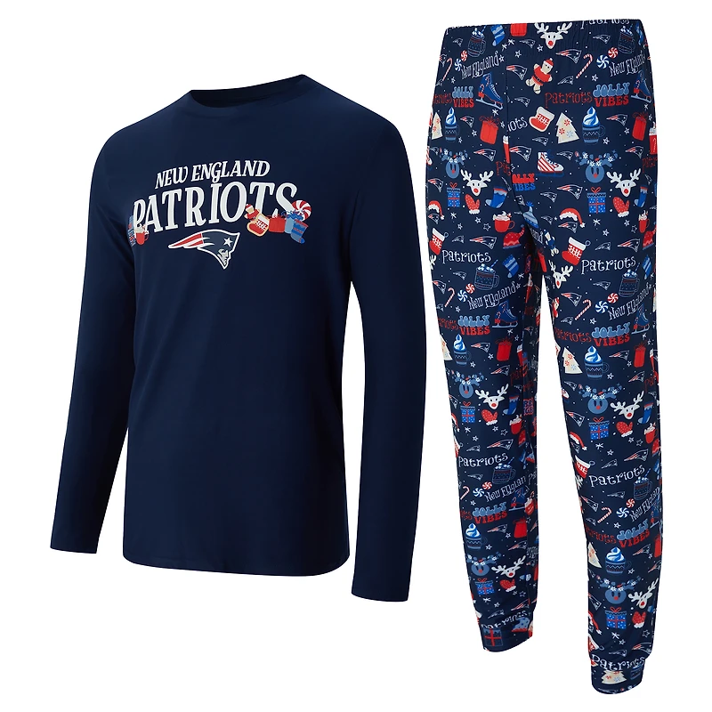 Men's Concepts Sport  Navy New England Patriots Chestnut Long Sleeve Top & Pants Set