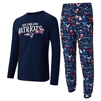Men's Concepts Sport  Navy New England Patriots Chestnut Long Sleeve Top & Pants Set