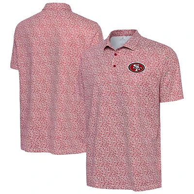 Men's Antigua Scarlet San Francisco 49ers Field Ditsy Polo