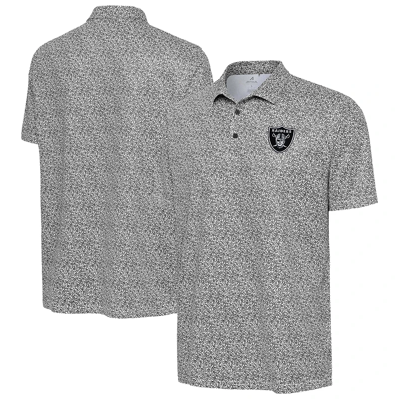 Men's Antigua Black Las Vegas Raiders Field Ditsy Polo