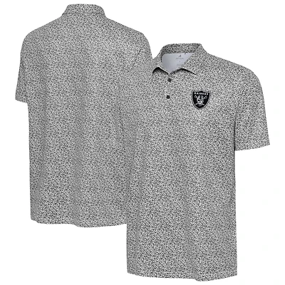 Men's Antigua Black Las Vegas Raiders Field Ditsy Polo