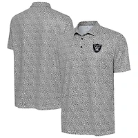 Men's Antigua Black Las Vegas Raiders Field Ditsy Polo