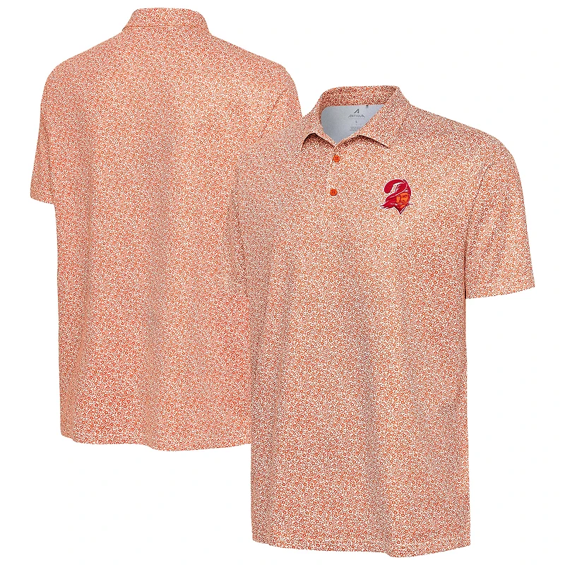 Men's Antigua Orange Tampa Bay Buccaneers Throwback Field Ditsy Polo