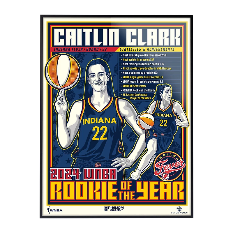 Phenom Gallery Caitlin Clark Indiana Fever WNBA Rookie of the Year 18" x 24" Framed Serigraph