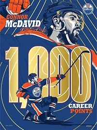 Phenom Gallery Connor McDavid Edmonton Oilers 1,000 Career Points 18" x 24" Gold Foil Serigraph