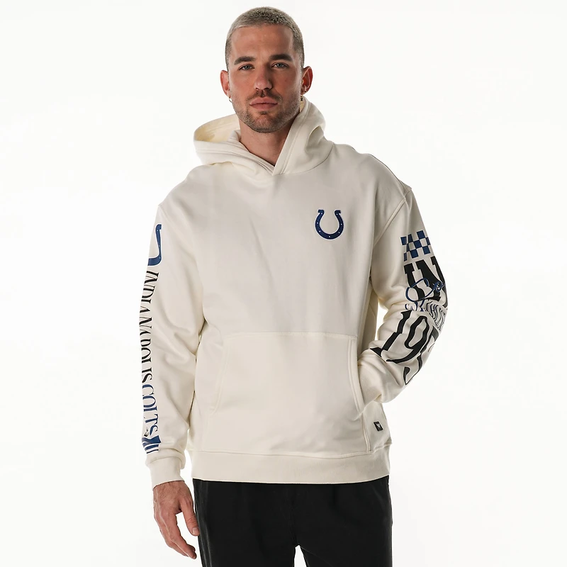Unisex The Wild Collective Cream Indianapolis Colts Stacked Graphic Sleeve Fleece Hoodie