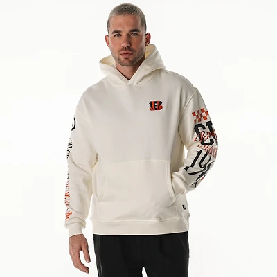 Unisex The Wild Collective  Cream Cincinnati Bengals Stacked Graphic Sleeve Fleece Hoodie