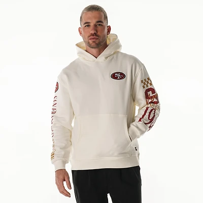 Unisex The Wild Collective  Cream San Francisco 49ers Stacked Graphic Sleeve Fleece Hoodie