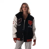 Unisex The Wild Collective  Black Chicago Bears Hooded Varsity Jacket