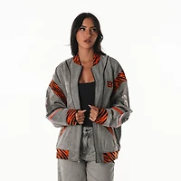 Unisex The Wild Collective  Gray Cincinnati Bengals Oversized Retro Full-Zip Jacket