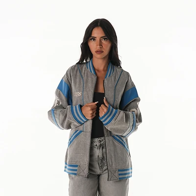 Unisex The Wild Collective  Gray Detroit Lions Oversized Retro Full-Zip Jacket