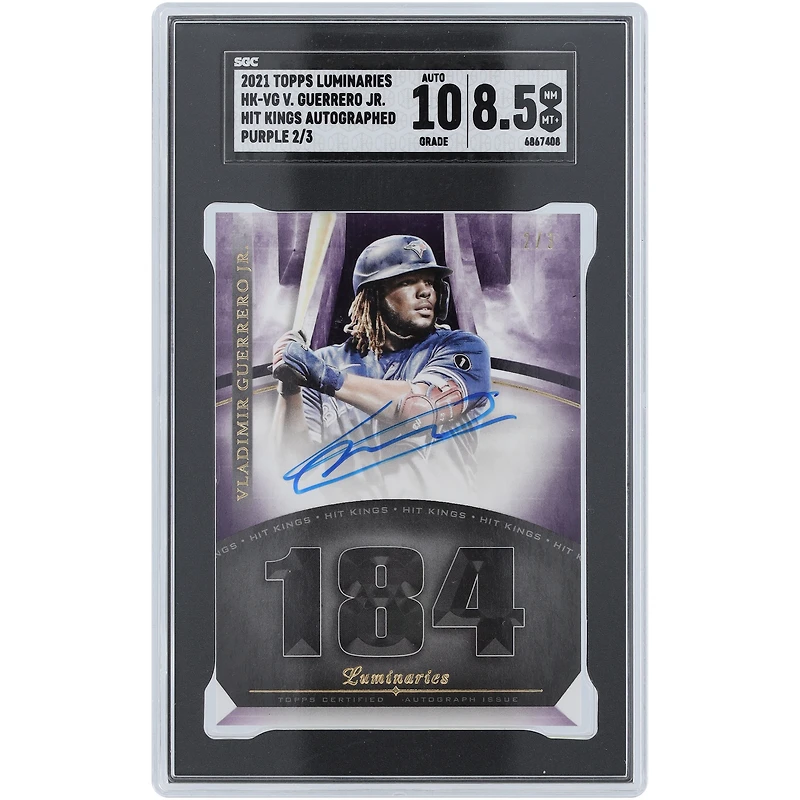 Vladimir Guerrero Jr. Toronto Blue Jays Autographed 2021 Topps Luminaries Purple #HK-VG #2/3 SGC Authenticated 8.5/10 Card