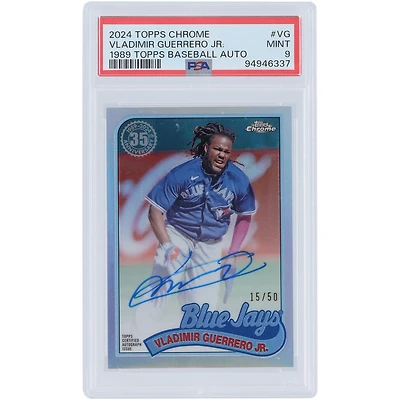 Vladimir Guerrero Jr. Toronto Blue Jays Autographed 2024 Topps Chrome Refractor #89CBA-VG #15/50 PSA Authenticated 9 Card