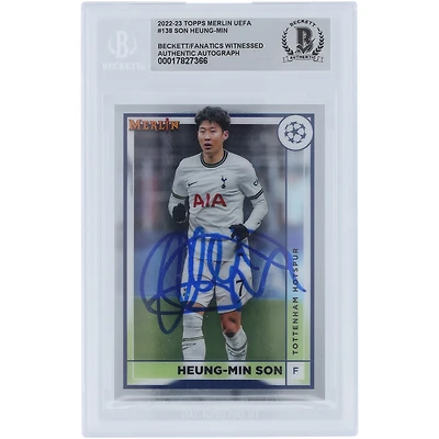 Son Heung-min Tottenham Hotspur Autographed 2022-23 Topps Merlin UEFA #138 Beckett Fanatics Witnessed Authenticated Card