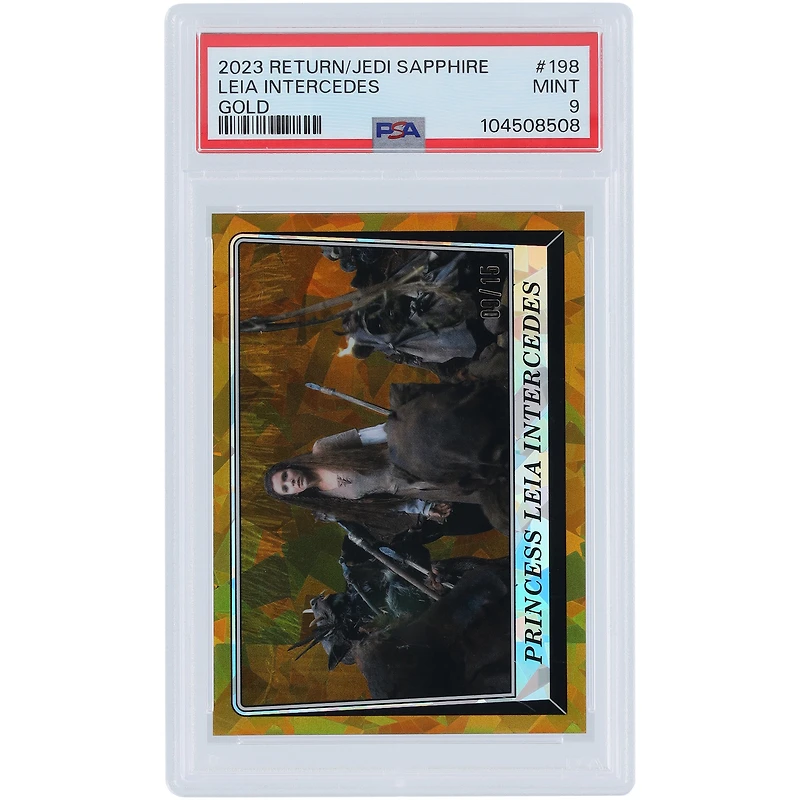 Princess Leia Star Wars 2023 Topps Return of the Jedi Sapphire Gold #198 #9/15 PSA Authenticated 9 Card