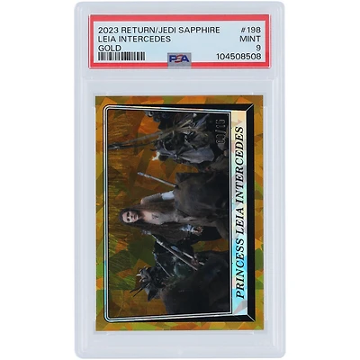 Princess Leia Star Wars 2023 Topps Return of the Jedi Sapphire Gold #198 #9/15 PSA Authenticated 9 Card