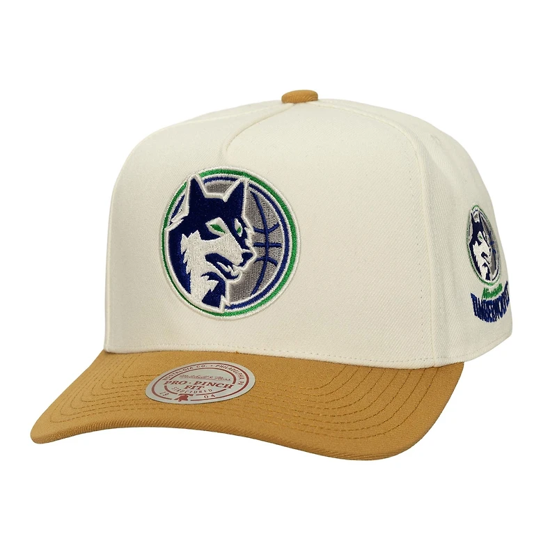 Men's Mitchell & Ness  Cream Minnesota Timberwolves Ochre Dusted Double Two-Toned Pro Crown Adjustable Hat