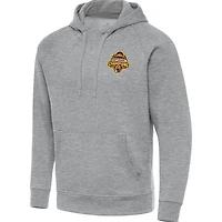 Men's Antigua  Heather Gray Western Michigan Broncos 2025 NCAA Frozen Four Men's Ice Hockey National Champions Victory Pullover Hoodie