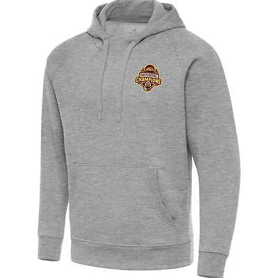 Men's Antigua Heather Gray Western Michigan Broncos 2025 NCAA Frozen Four Men's Ice Hockey National Champions Victory Pullover Hoodie
