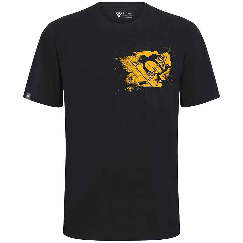 Men's Levelwear Black Pittsburgh Penguins Focal Blasted T-Shirt