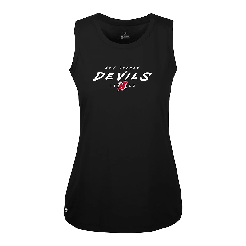 Women's Levelwear  Black New Jersey Devils Macy Scratched Tank Top