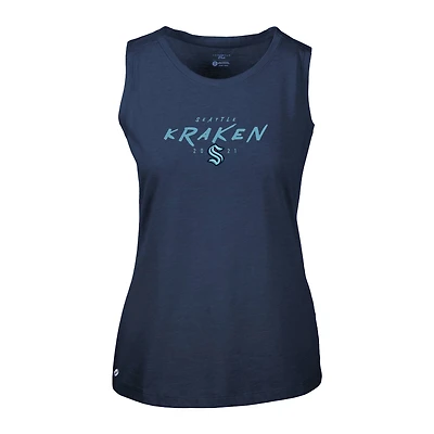Women's Levelwear Deep Sea Blue Seattle Kraken Macy Scratched Tank Top