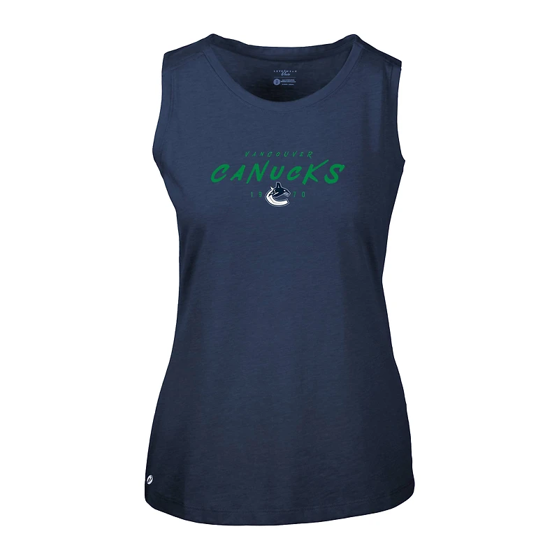 Women's Levelwear Navy Vancouver Canucks Macy Scratched Tank Top