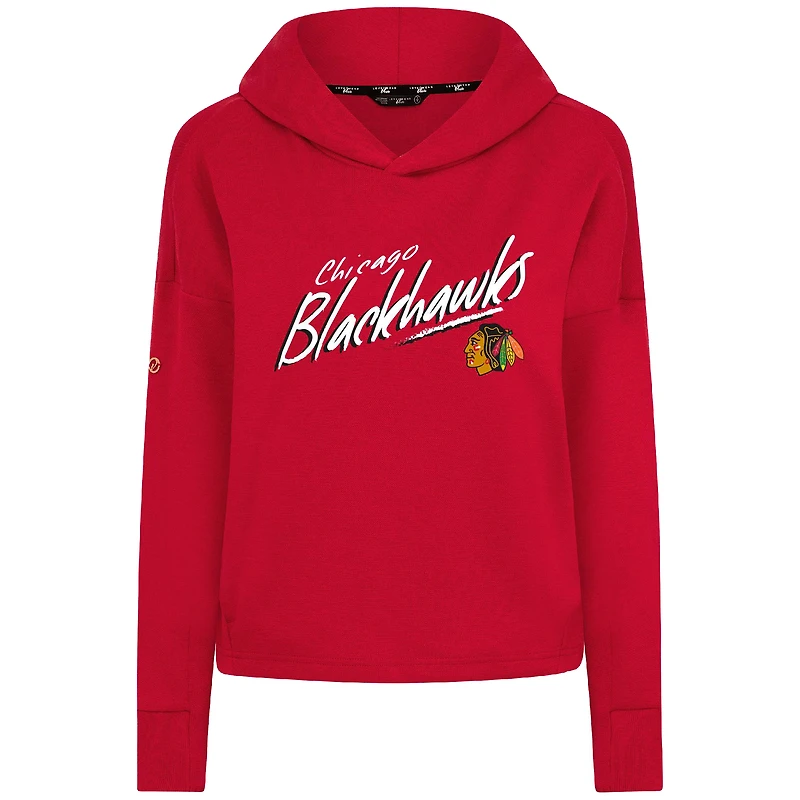 Women's Levelwear Red Chicago Blackhawks Sweet Sizzle Tri-Blend Cropped Pullover Hoodie