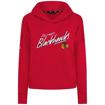 Women's Levelwear Red Chicago Blackhawks Sweet Sizzle Tri-Blend Cropped Pullover Hoodie