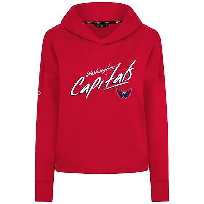 Women's Levelwear Red Washington Capitals Sweet Sizzle Tri-Blend Cropped Pullover Hoodie
