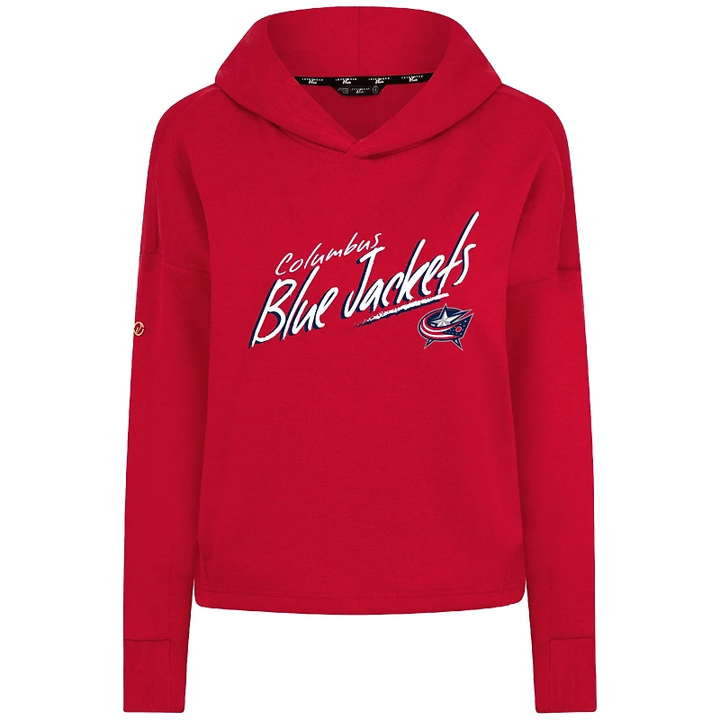 Women's Levelwear Red Columbus Blue Jackets Sweet Sizzle Tri-Blend Cropped Pullover Hoodie
