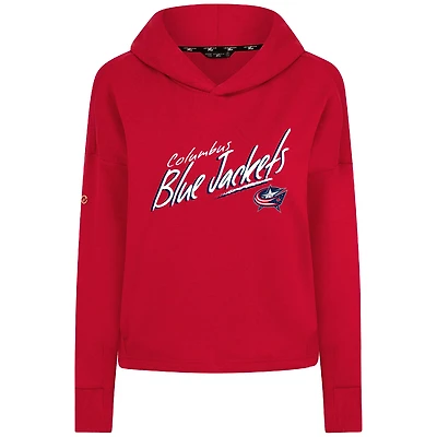 Women's Levelwear Red Columbus Blue Jackets Sweet Sizzle Tri-Blend Cropped Pullover Hoodie