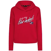 Women's Levelwear  Red Columbus Blue Jackets Sweet Sizzle Tri-Blend Cropped Pullover Hoodie