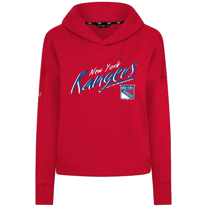 Women's Levelwear Red New York Rangers Sweet Sizzle Tri-Blend Cropped Pullover Hoodie