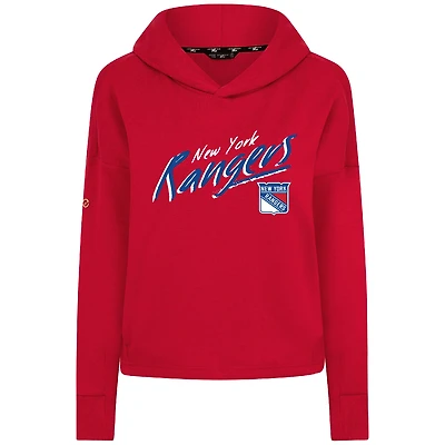 Women's Levelwear Red New York Rangers Sweet Sizzle Tri-Blend Cropped Pullover Hoodie
