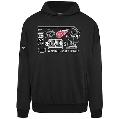 Men's Levelwear  Black Detroit Red Wings Contact Campaign Pullover Hoodie