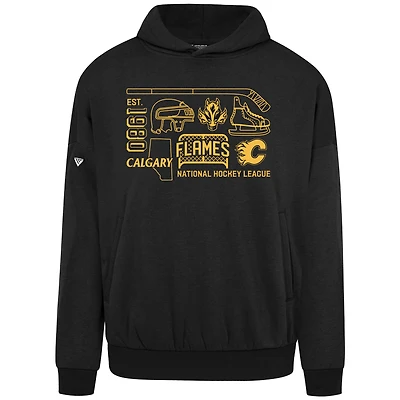Men's Levelwear  Black Calgary Flames Contact Campaign Pullover Hoodie